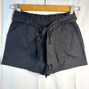 Girls Black Paperbag Waist Shorts – Medium (7/8)